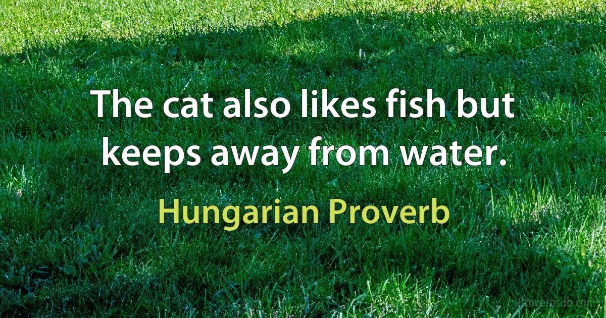 The cat also likes fish but keeps away from water. (Hungarian Proverb)