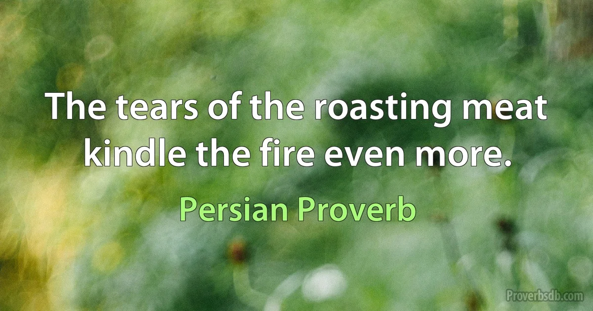 The tears of the roasting meat kindle the fire even more. (Persian Proverb)