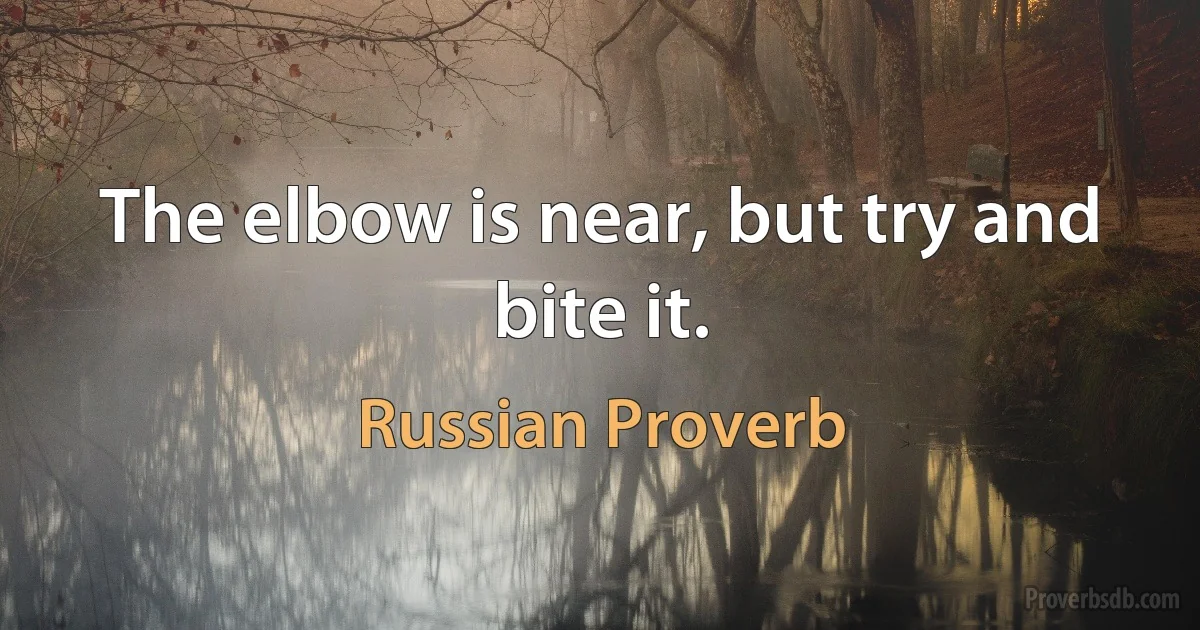 The elbow is near, but try and bite it. (Russian Proverb)