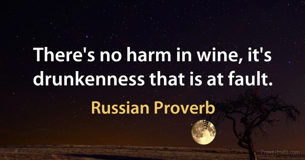 There's no harm in wine, it's drunkenness that is at fault. (Russian Proverb)