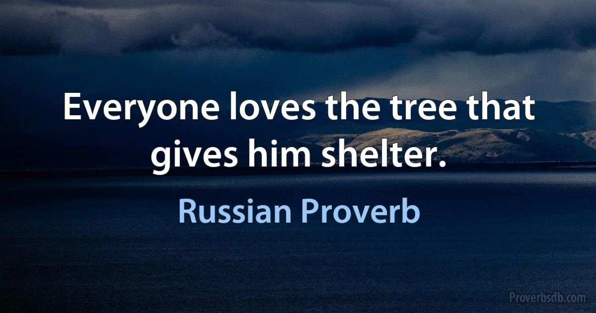 Everyone loves the tree that gives him shelter. (Russian Proverb)