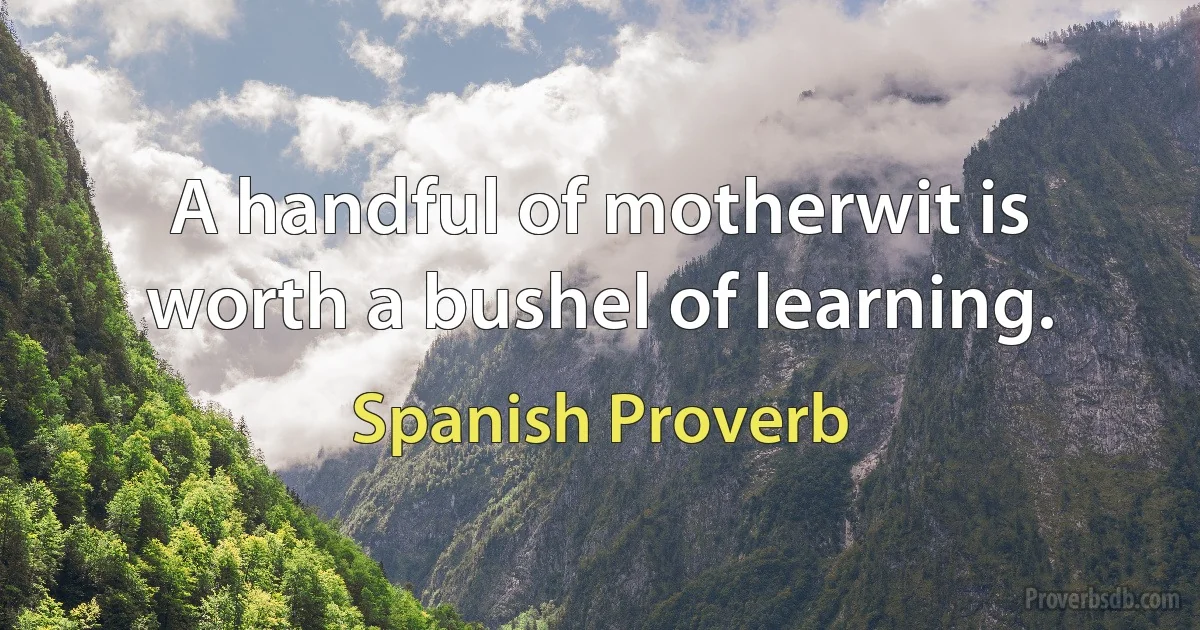 A handful of motherwit is worth a bushel of learning. (Spanish Proverb)