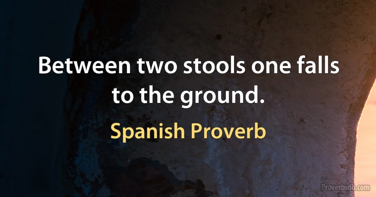 Between two stools one falls to the ground. (Spanish Proverb)