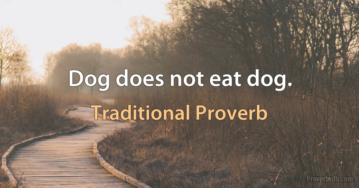 Dog does not eat dog. (Traditional Proverb)