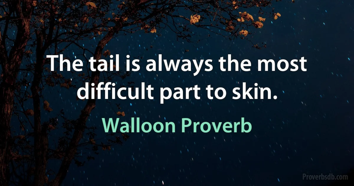 The tail is always the most difficult part to skin. (Walloon Proverb)