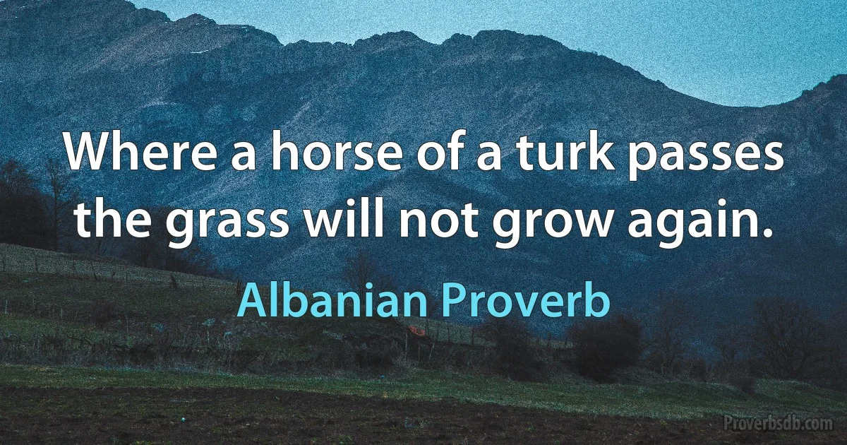 Where a horse of a turk passes the grass will not grow again. (Albanian Proverb)