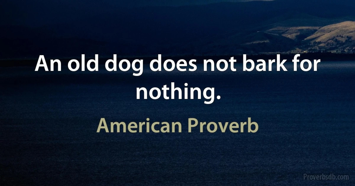 An old dog does not bark for nothing. (American Proverb)