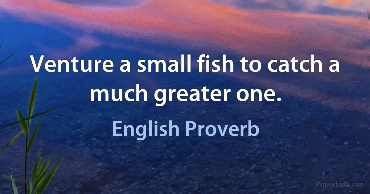 Venture a small fish to catch a much greater one. (English Proverb)