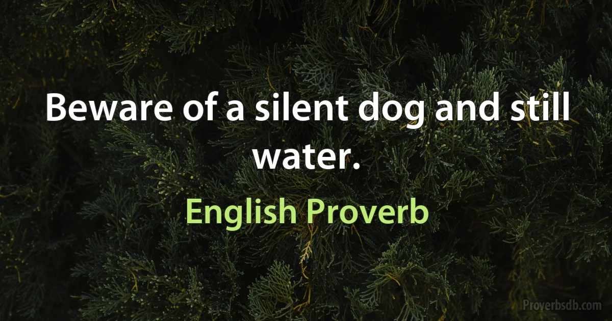 Beware of a silent dog and still water. (English Proverb)