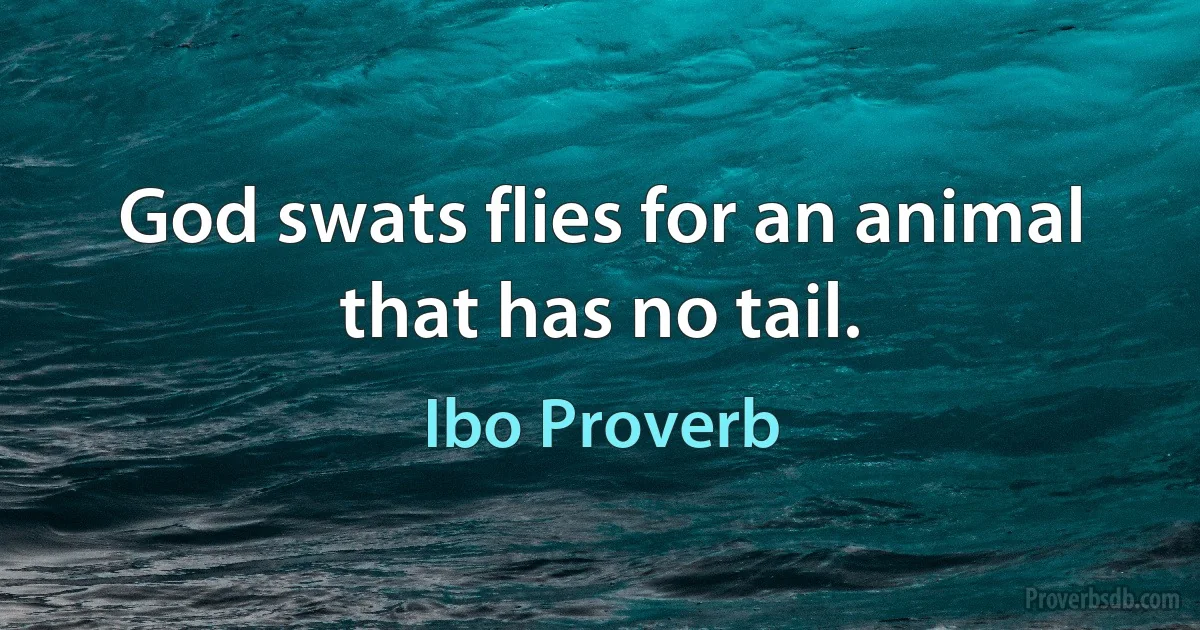 God swats flies for an animal that has no tail. (Ibo Proverb)