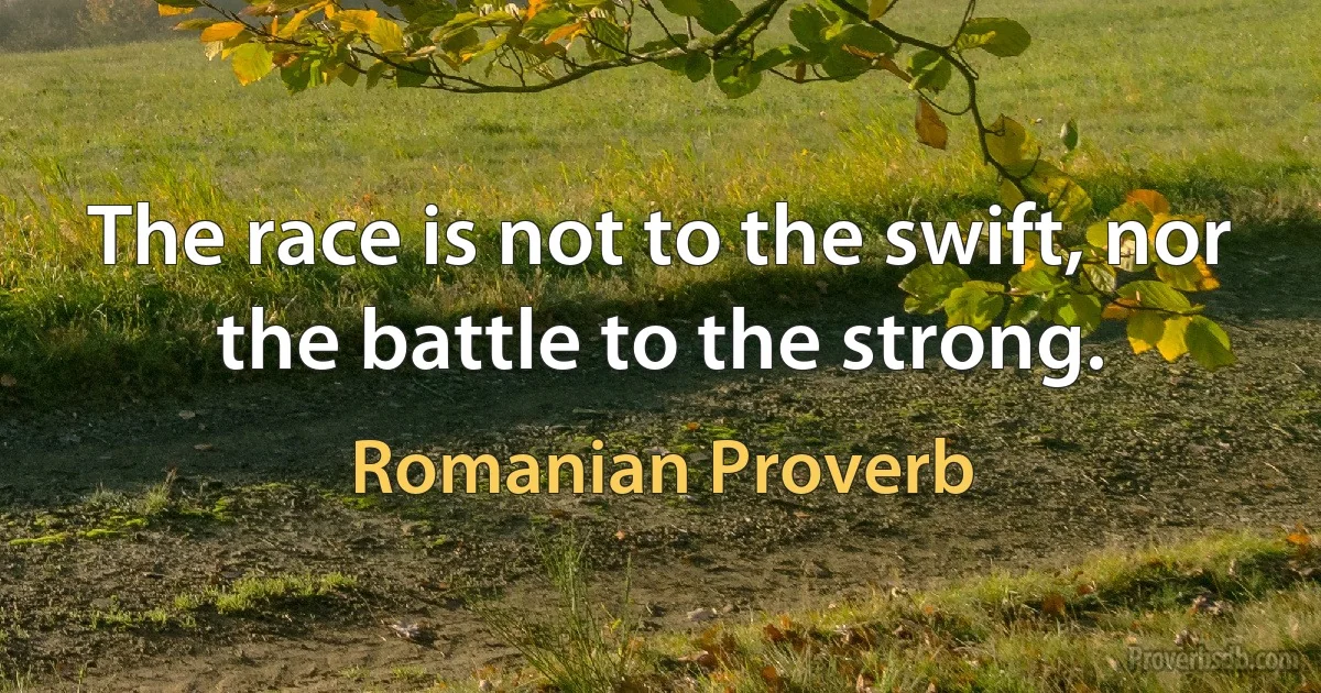 The race is not to the swift, nor the battle to the strong. (Romanian Proverb)