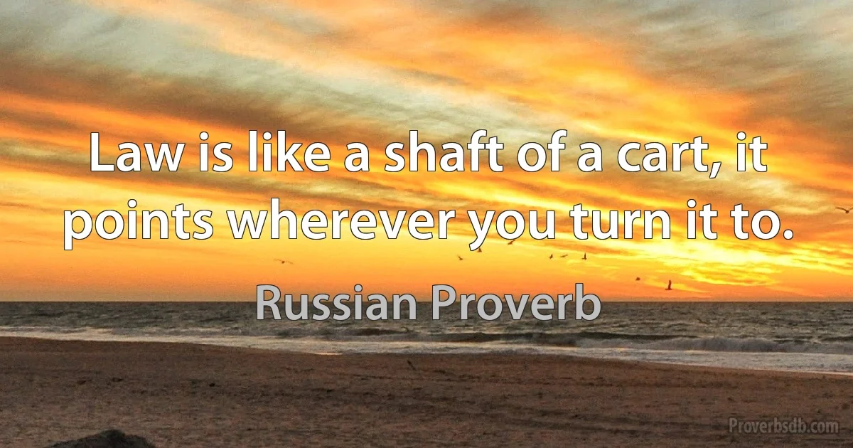 Law is like a shaft of a cart, it points wherever you turn it to. (Russian Proverb)