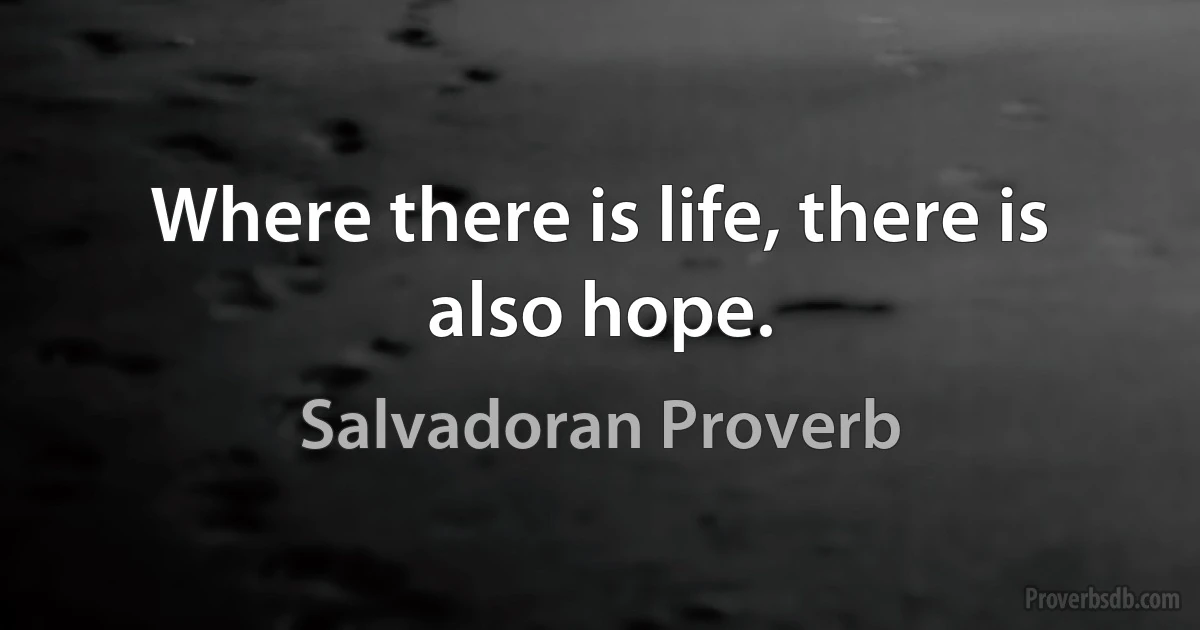 Where there is life, there is also hope. (Salvadoran Proverb)