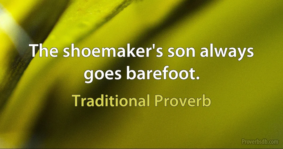 The shoemaker's son always goes barefoot. (Traditional Proverb)