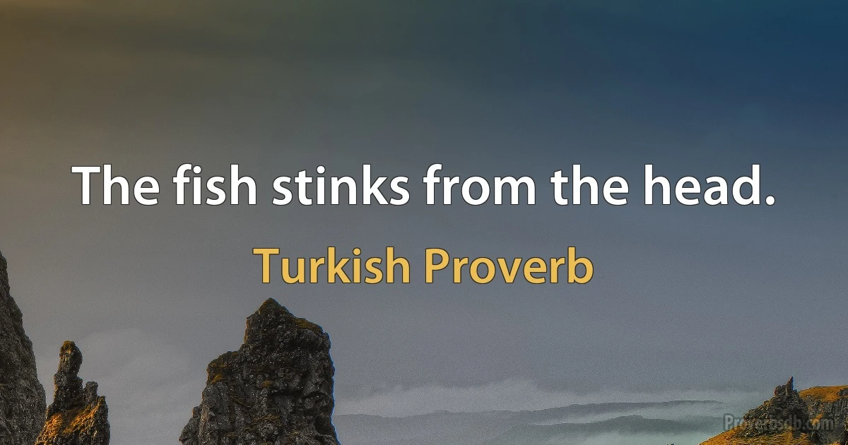 The fish stinks from the head. (Turkish Proverb)