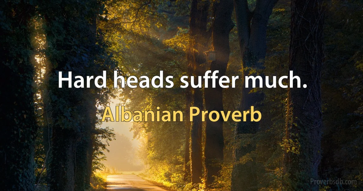 Hard heads suffer much. (Albanian Proverb)