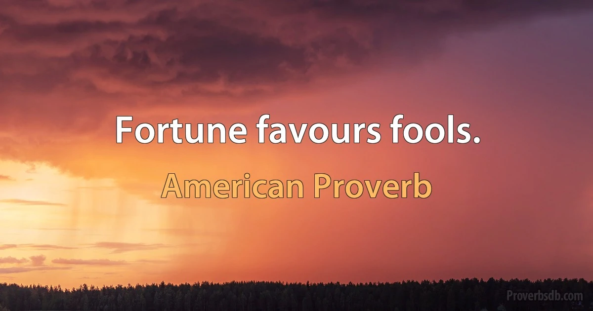 Fortune favours fools. (American Proverb)