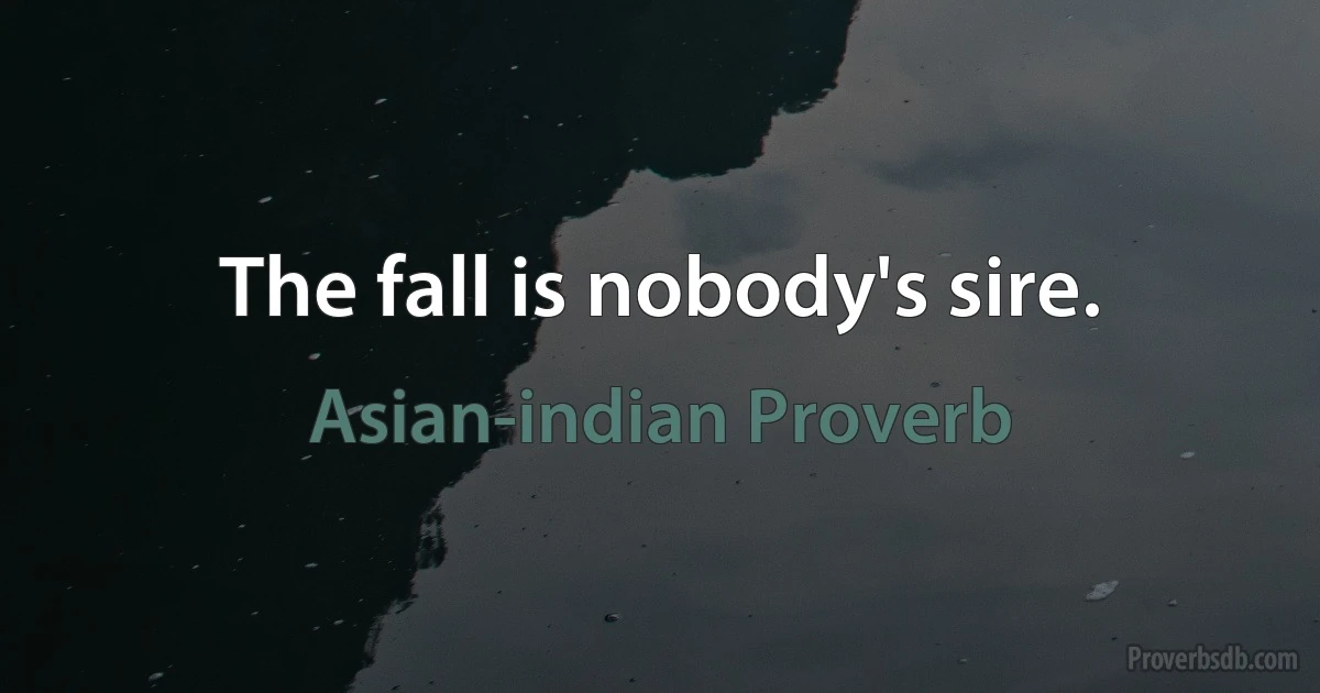 The fall is nobody's sire. (Asian-indian Proverb)