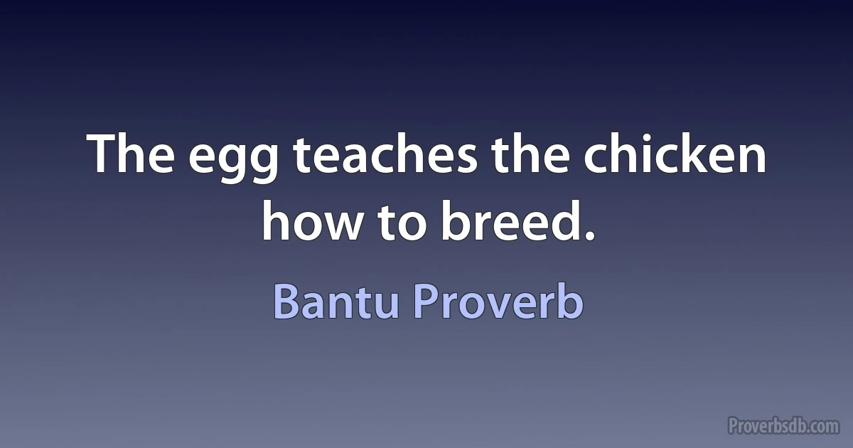 The egg teaches the chicken how to breed. (Bantu Proverb)