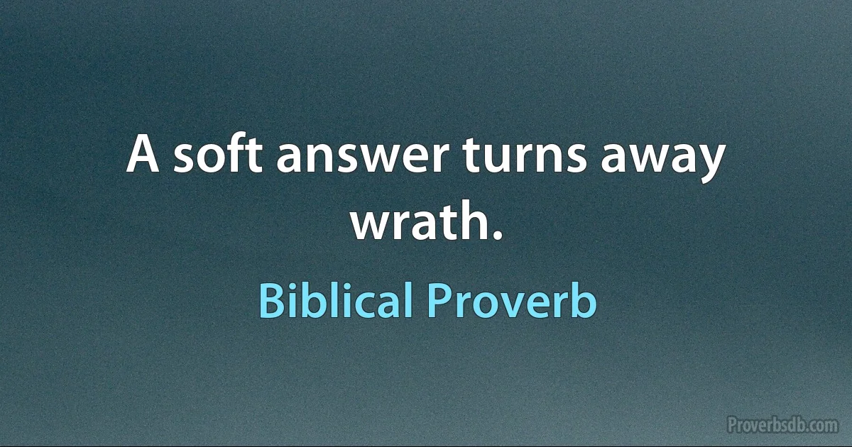 A soft answer turns away wrath. (Biblical Proverb)