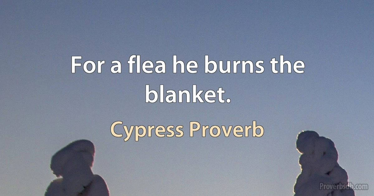 For a flea he burns the blanket. (Cypress Proverb)