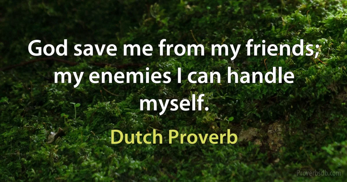 God save me from my friends; my enemies I can handle myself. (Dutch Proverb)