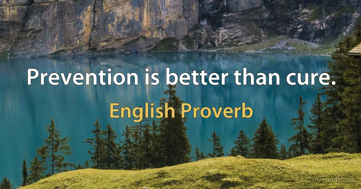 Prevention is better than cure. (English Proverb)