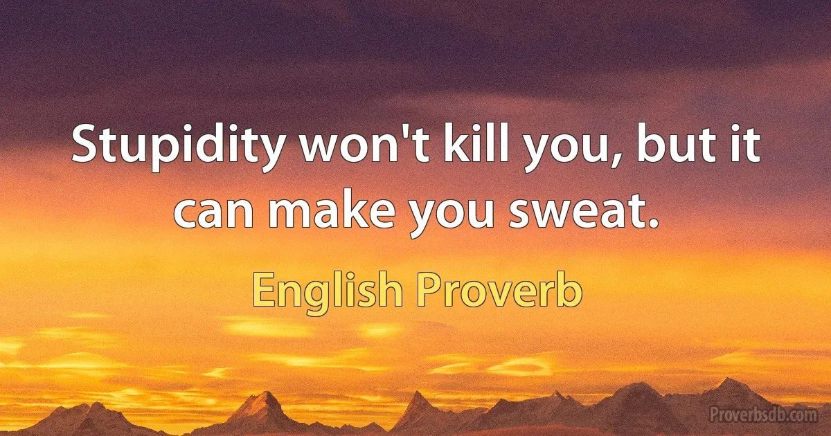 Stupidity won't kill you, but it can make you sweat. (English Proverb)