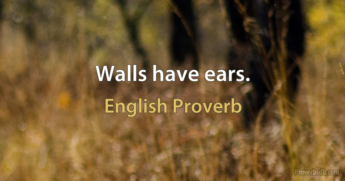 Walls have ears. (English Proverb)