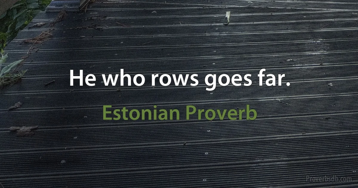 He who rows goes far. (Estonian Proverb)