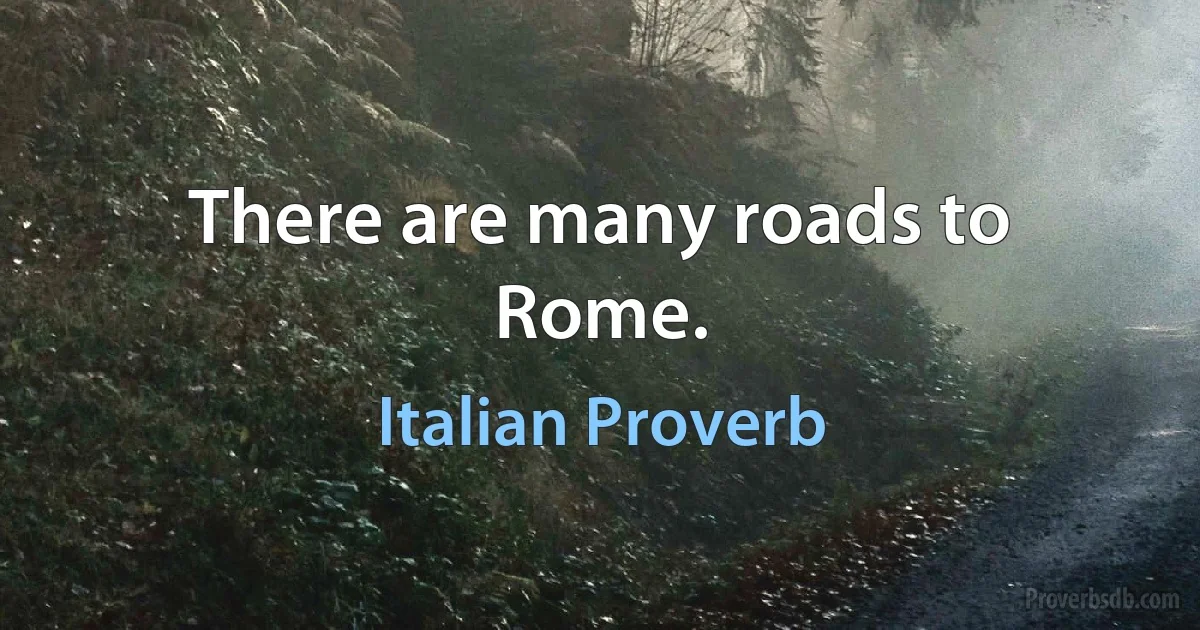 There are many roads to Rome. (Italian Proverb)