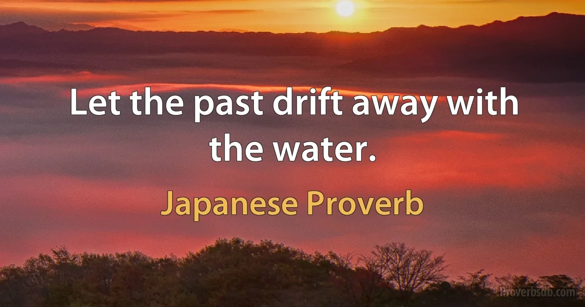 Let the past drift away with the water. (Japanese Proverb)