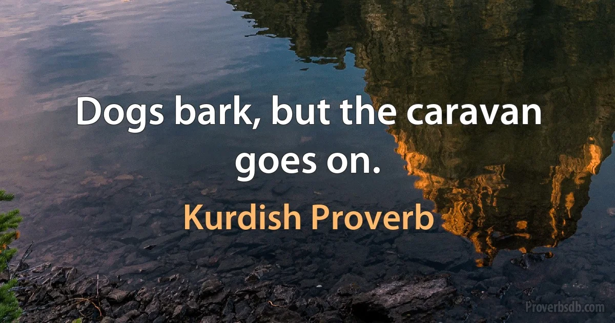 Dogs bark, but the caravan goes on. (Kurdish Proverb)