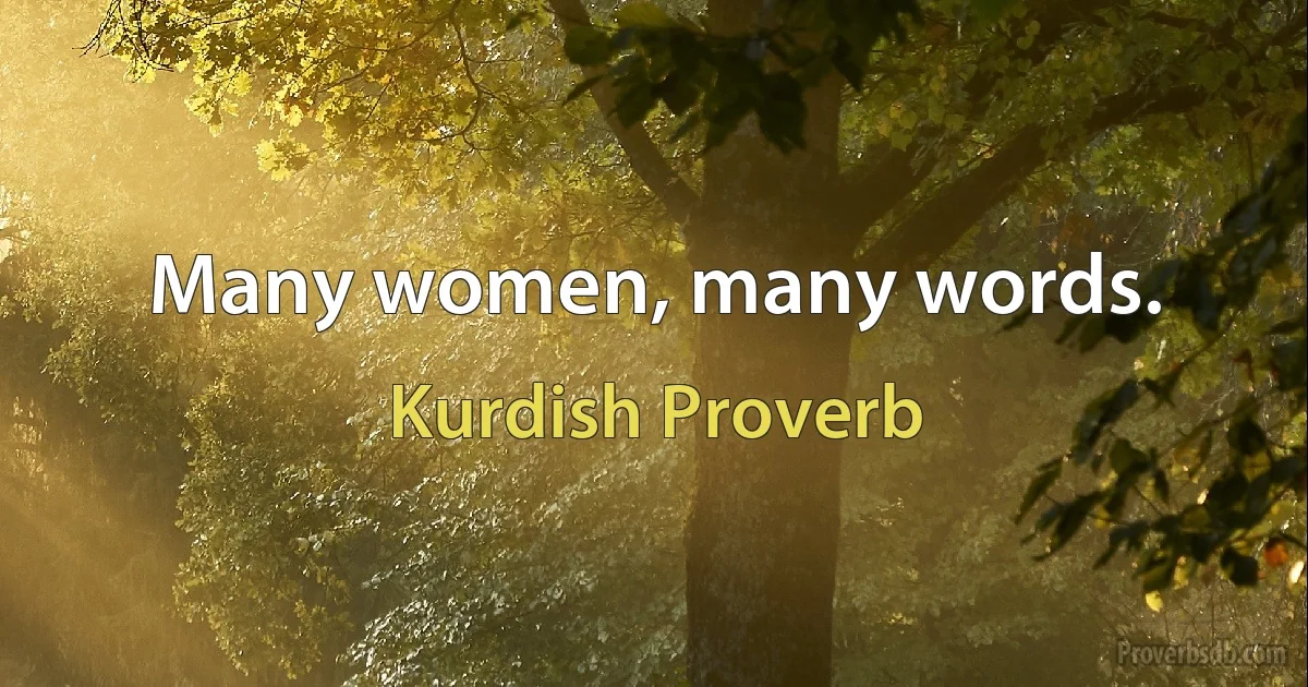 Many women, many words. (Kurdish Proverb)