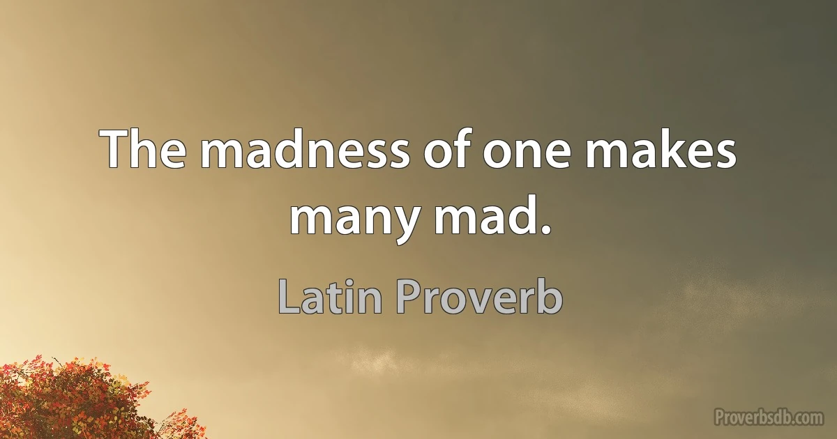 The madness of one makes many mad. (Latin Proverb)