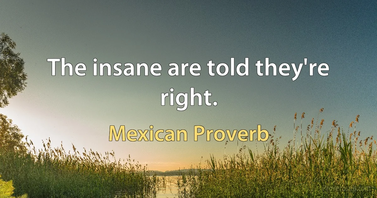 The insane are told they're right. (Mexican Proverb)