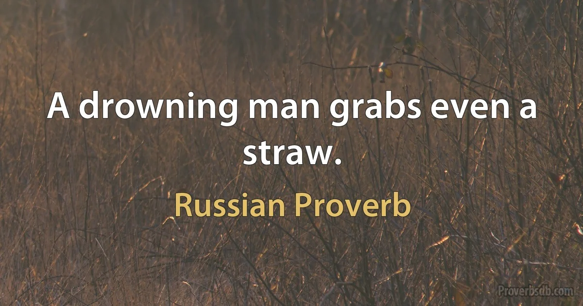 A drowning man grabs even a straw. (Russian Proverb)