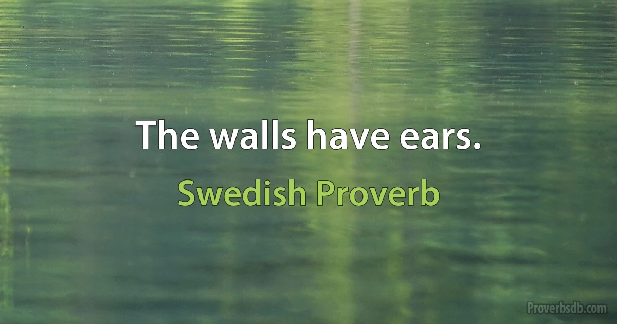 The walls have ears. (Swedish Proverb)