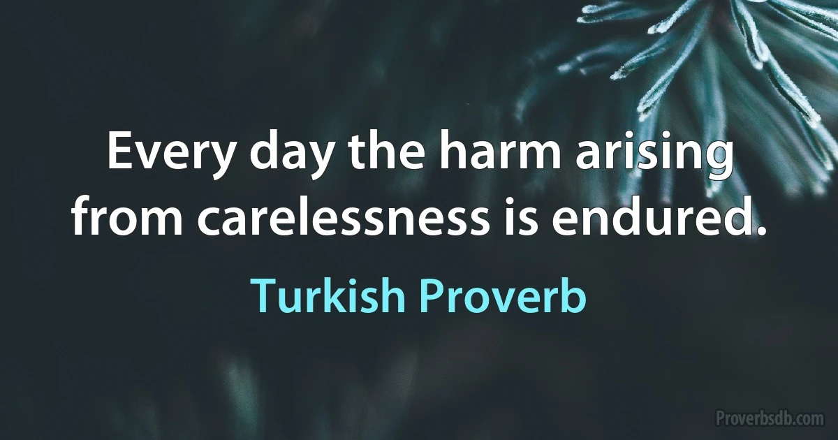 Every day the harm arising from carelessness is endured. (Turkish Proverb)