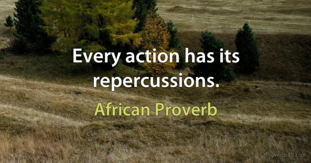 Every action has its repercussions. (African Proverb)