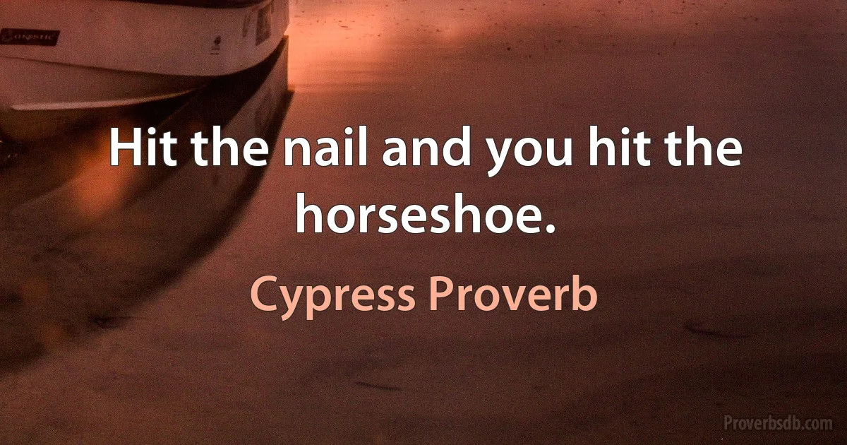 Hit the nail and you hit the horseshoe. (Cypress Proverb)