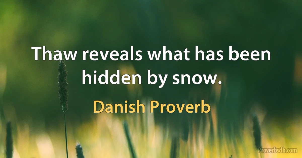 Thaw reveals what has been hidden by snow. (Danish Proverb)