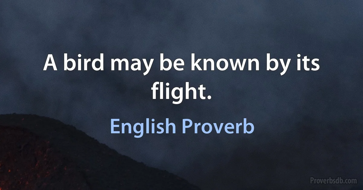 A bird may be known by its flight. (English Proverb)