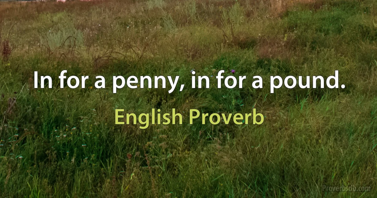 In for a penny, in for a pound. (English Proverb)