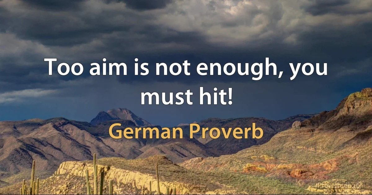 Too aim is not enough, you must hit! (German Proverb)