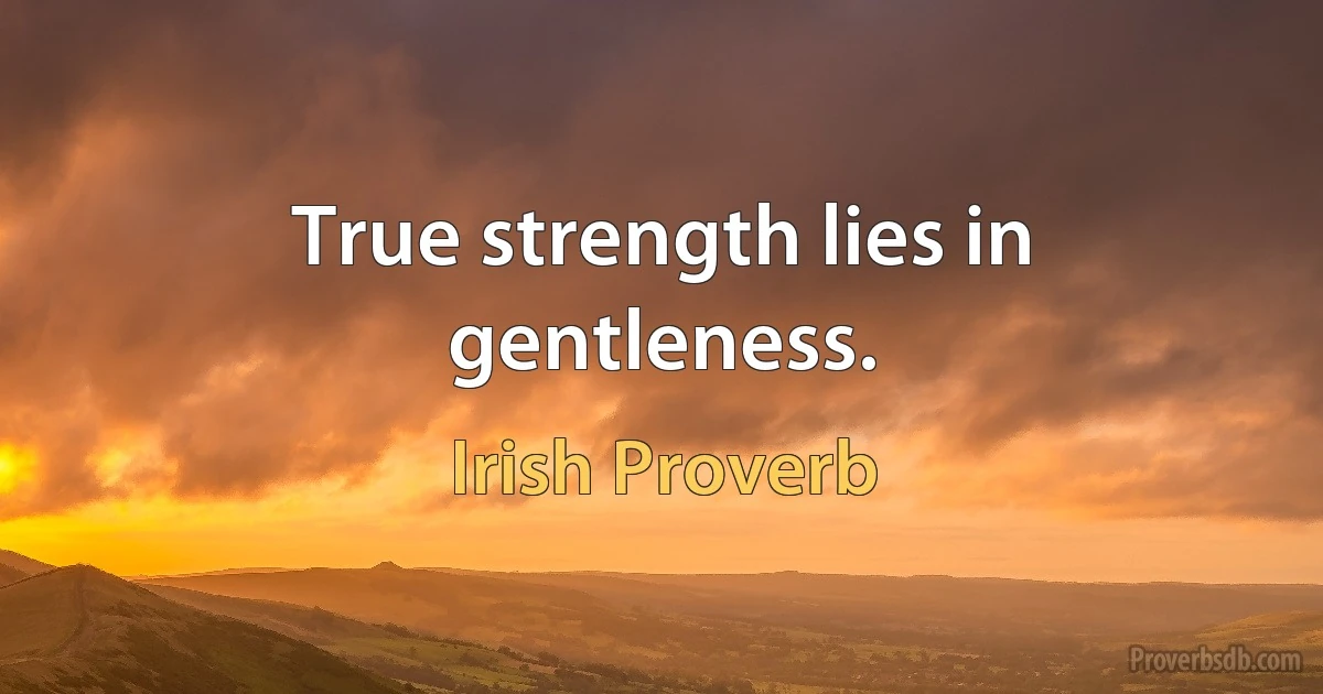 True strength lies in gentleness. (Irish Proverb)