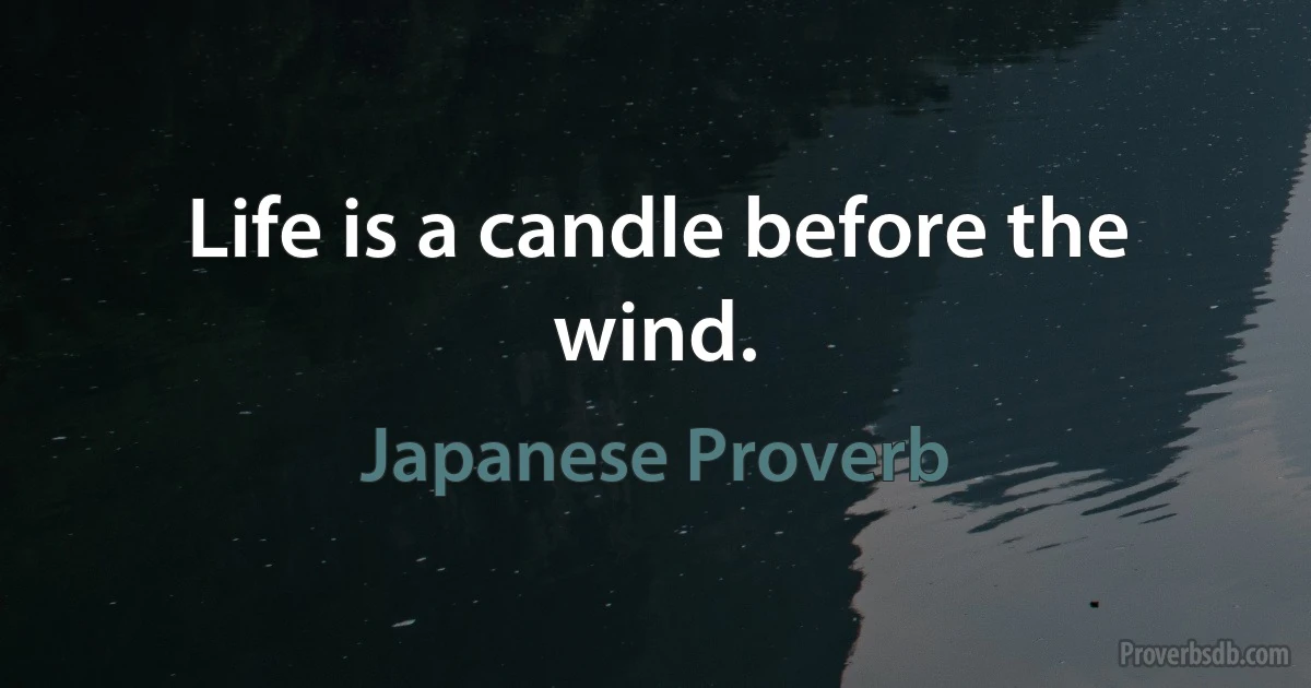 Life is a candle before the wind. (Japanese Proverb)