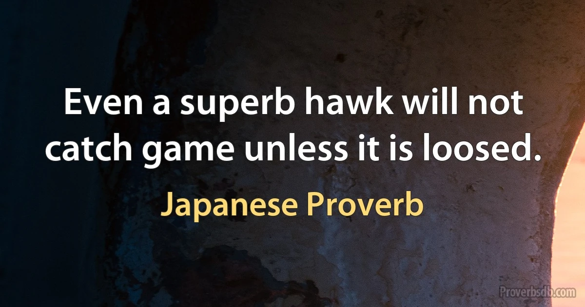 Even a superb hawk will not catch game unless it is loosed. (Japanese Proverb)