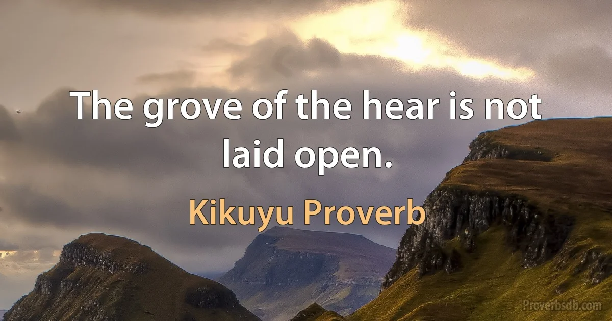 The grove of the hear is not laid open. (Kikuyu Proverb)