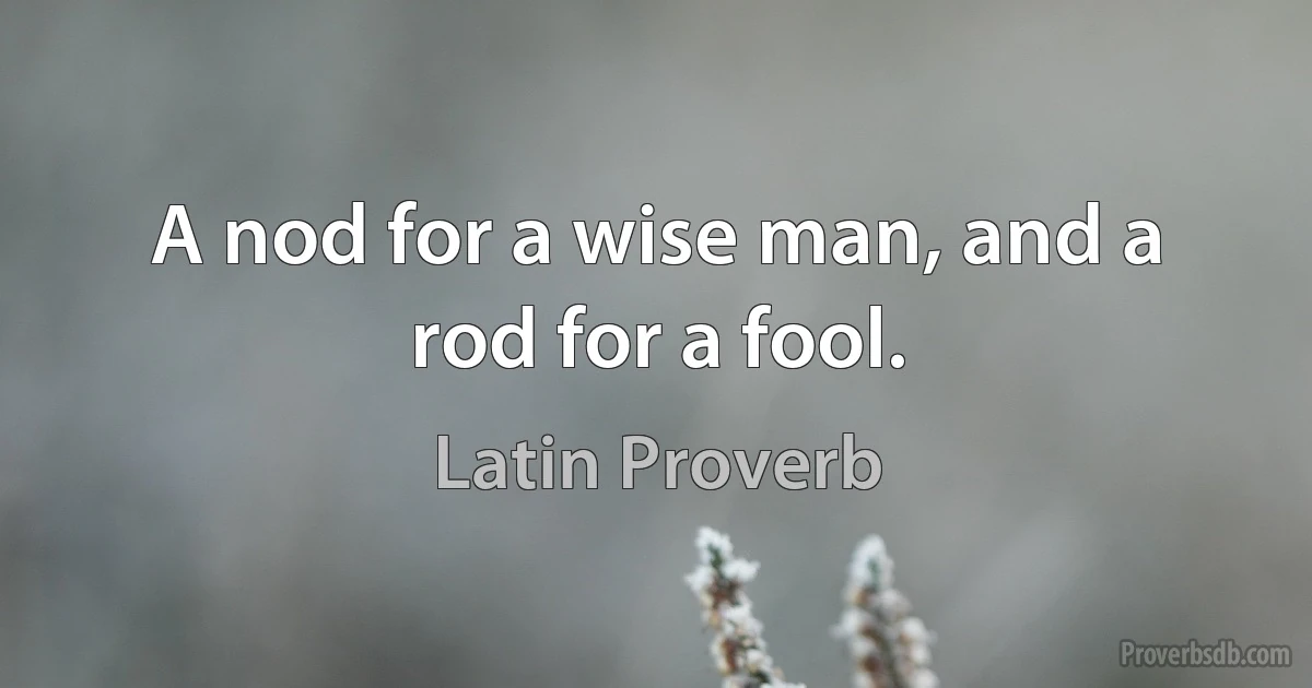 A nod for a wise man, and a rod for a fool. (Latin Proverb)